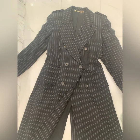 Gucci suit women coat duster 44 pants 46 dark blue/stripe - Picture 4 of 16